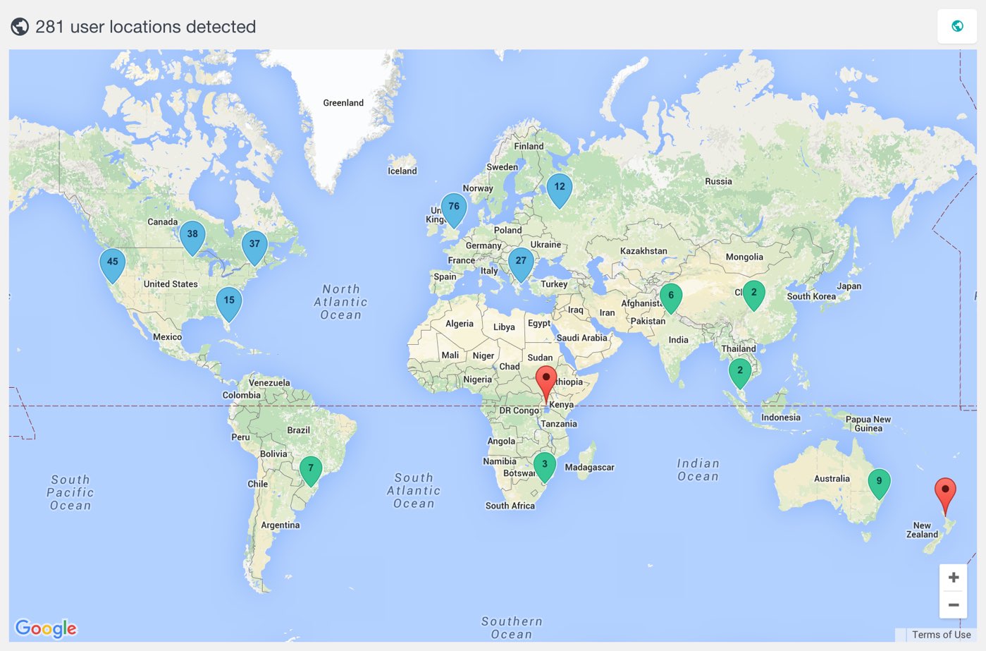 WordPress Users geolocation map
