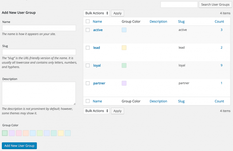 WordPress User Groups - Users Insights