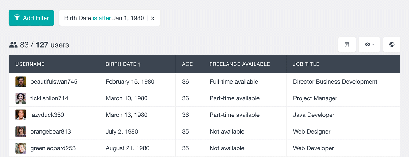 Users Insights ultimate member filter users by birth date field