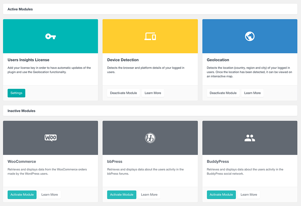 users insights module page