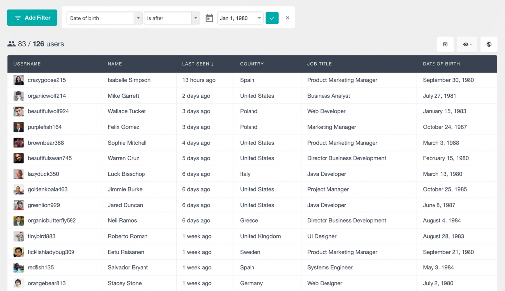 How to filter BuddyPress members by custom profile fields - Users Insights