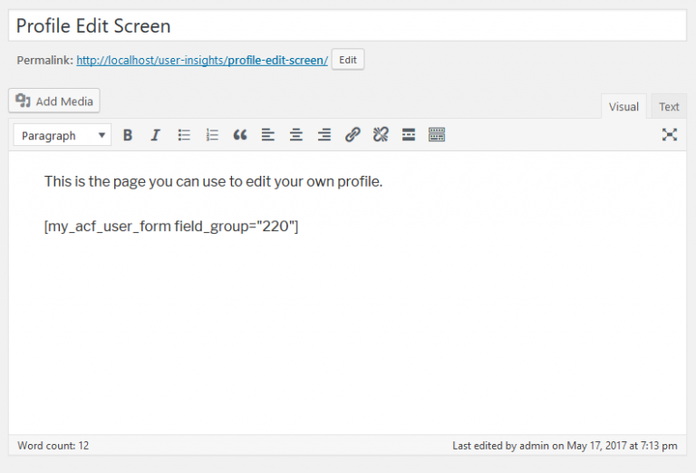 Creating custom user profile pages with ACF - Users Insights