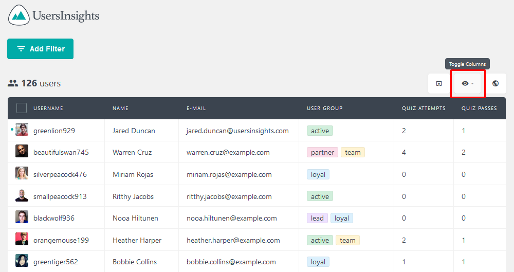 New columns for Learndash filters