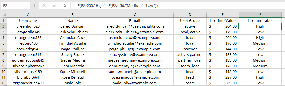 Excel new columns