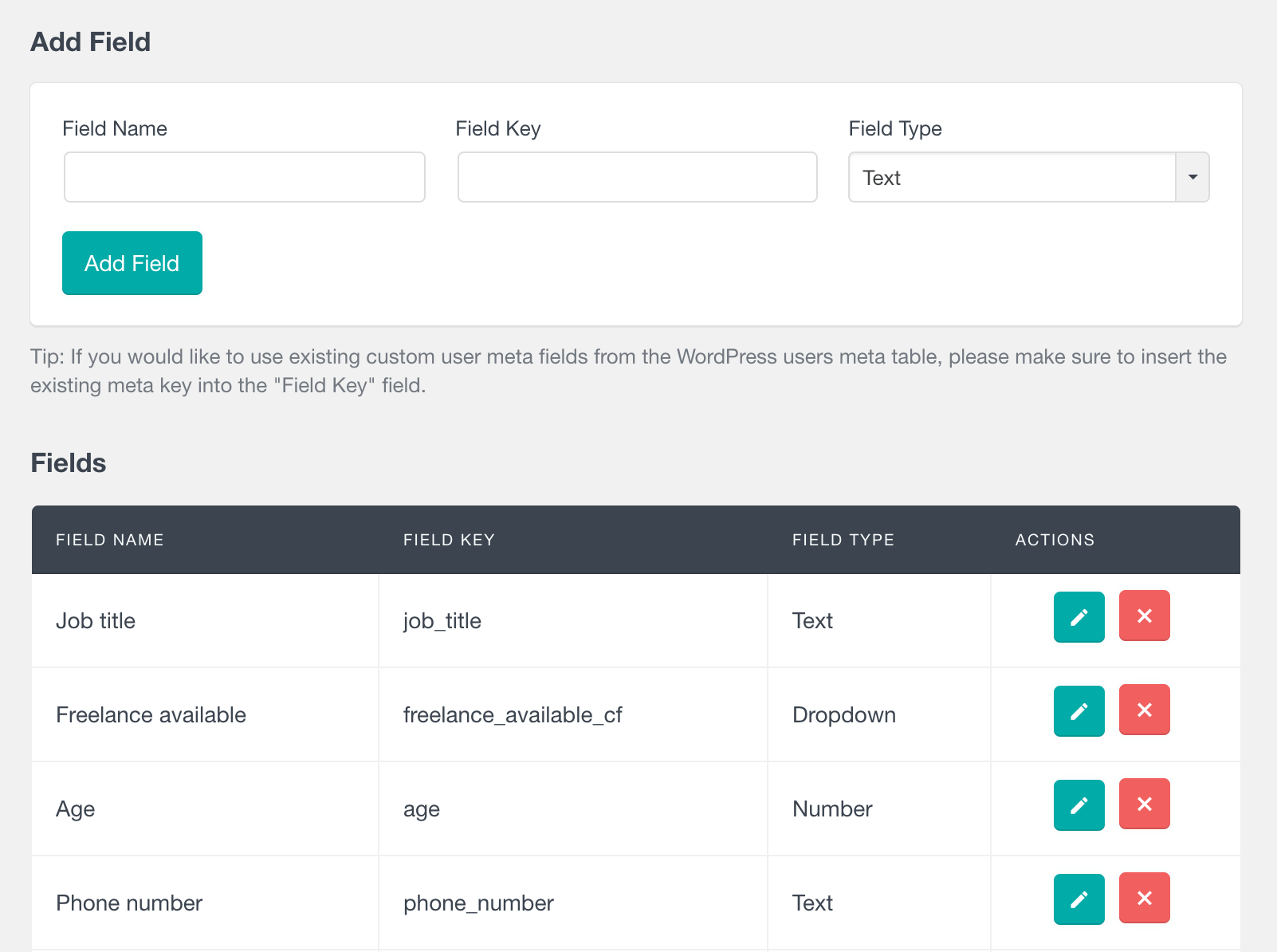 adding custom user meta fields 