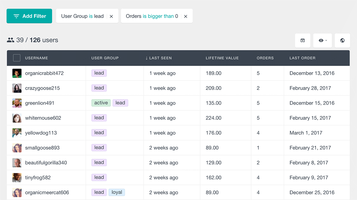 Find the WooCommerce leads who have converted to customers