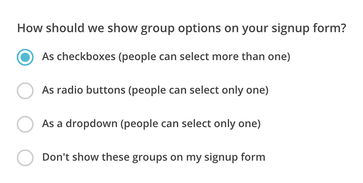 MailChimp creating groups