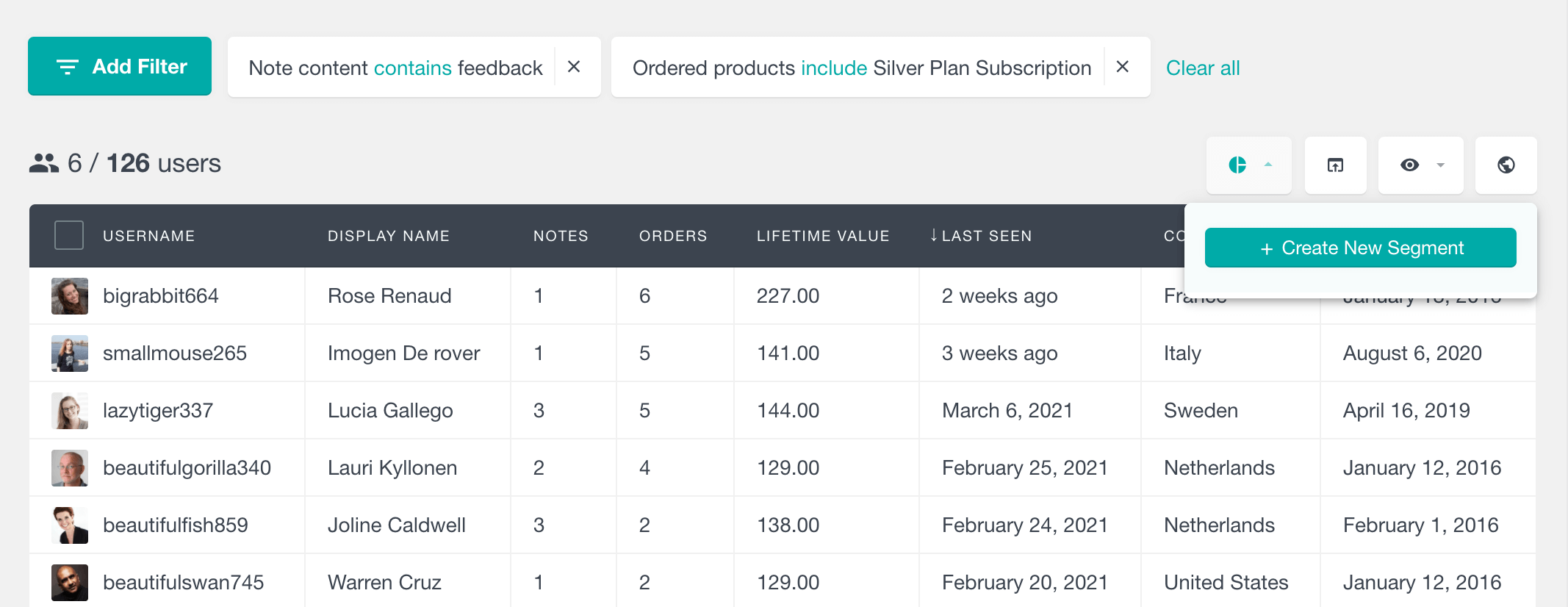 woocommerce customer notes segment