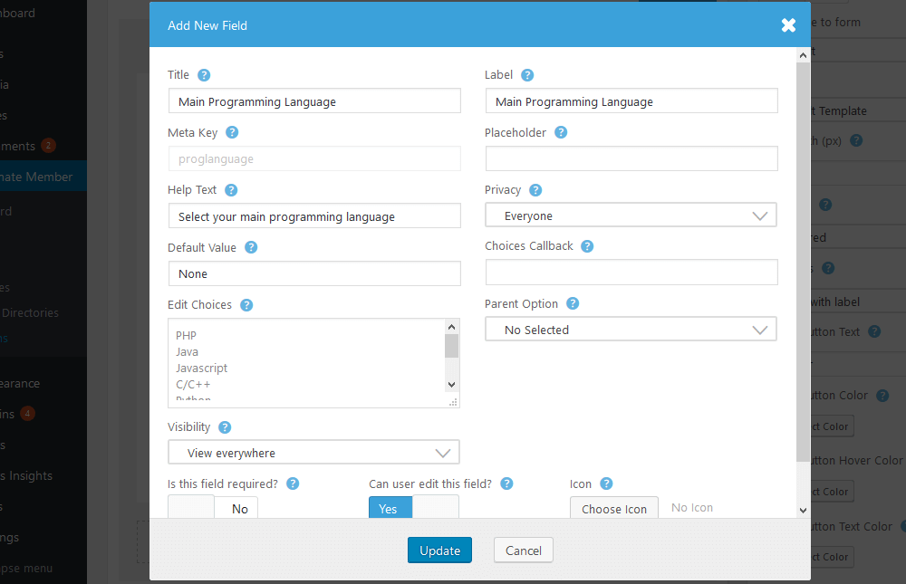 Ultimate Member adding new custom field to forms