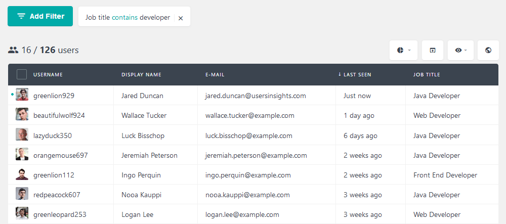 Filtering users by job title for segmented emails