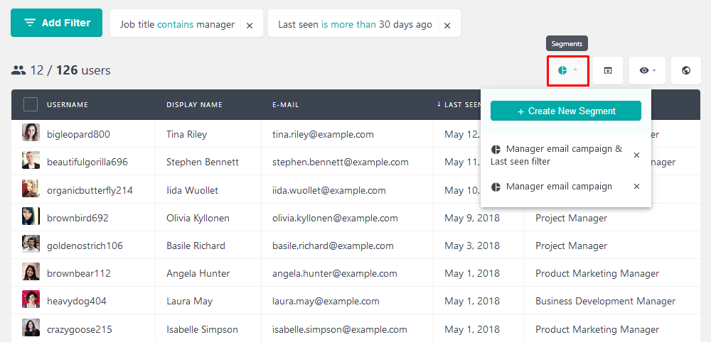 Saving multiple filters for later use