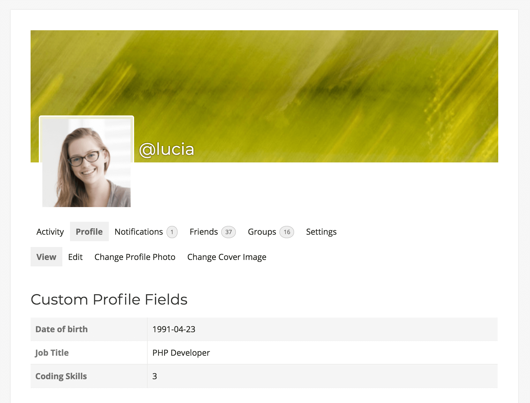 BuddyPress profile fields