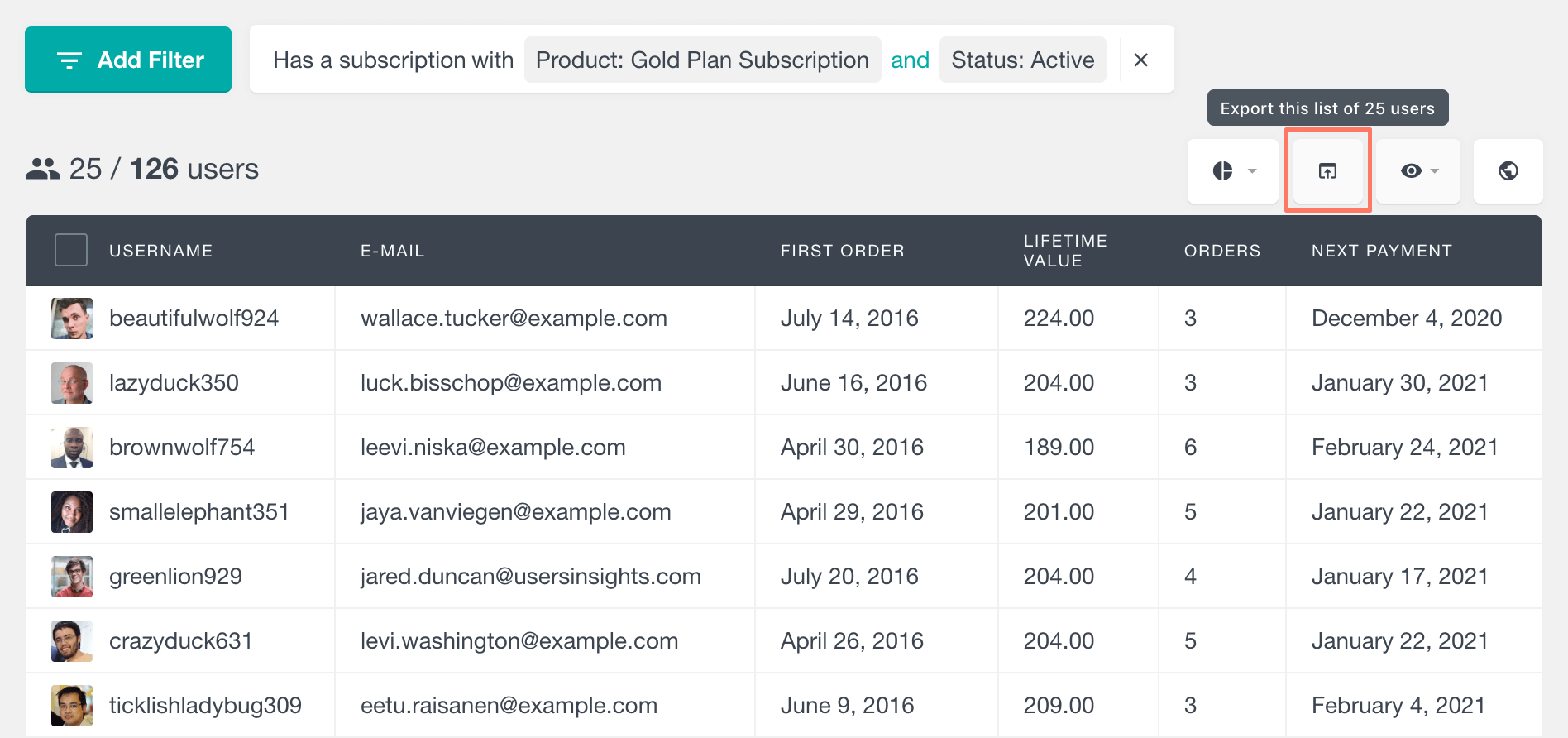 WooCommerce export subscriptions