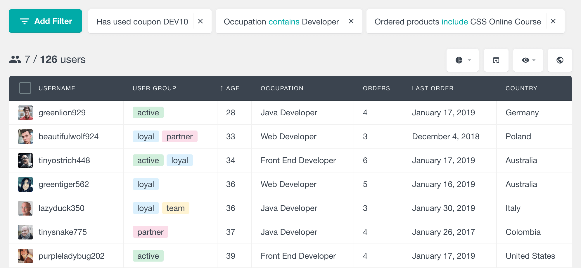 WooCommerce filter customers by orders and profile fields