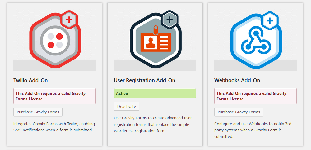 User registration addon active