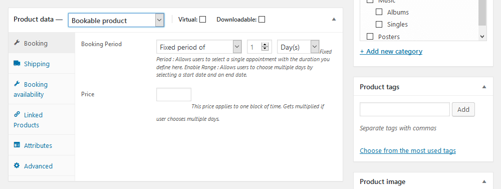 Creating a new bookable product in WooCommerce for services