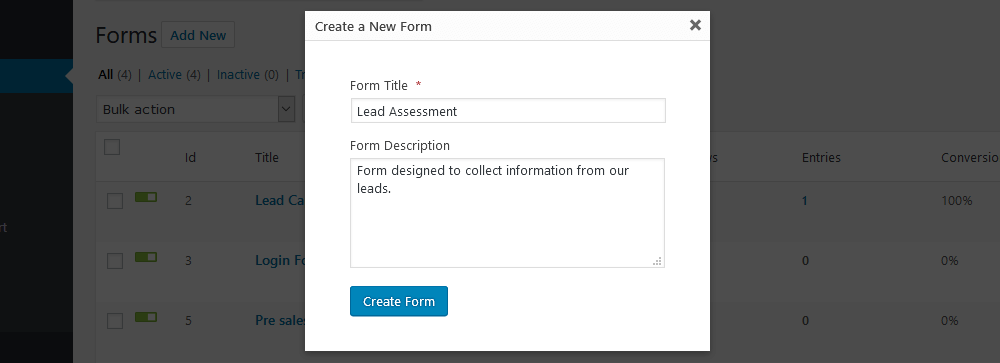 Create a new WordPress survey with gravity Forms