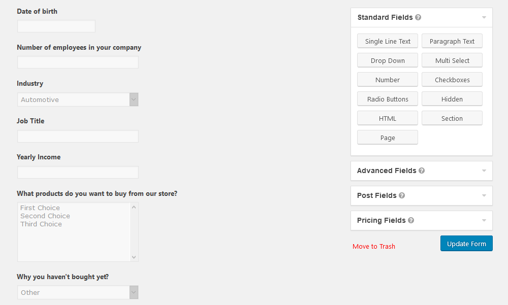 Add custom fields to your WordPress questionnaire