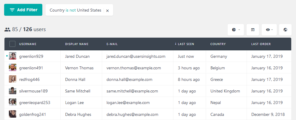 Filter users based on location