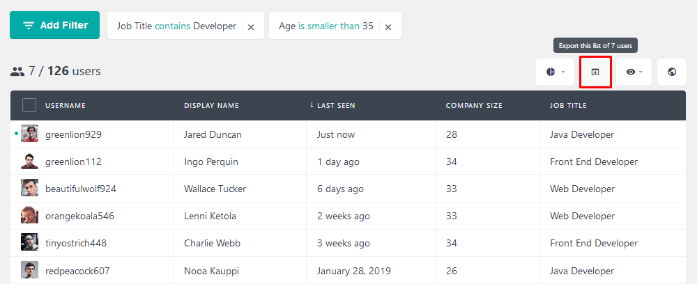 Export questionnaire repliers for future use in WordPress campaigns