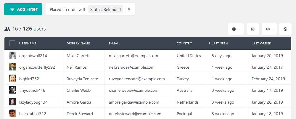 WooCommerce customer order history by order status