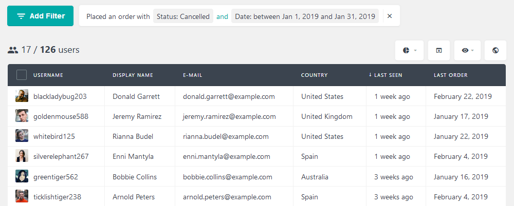 WooCommerce customer history by order status and date ranges