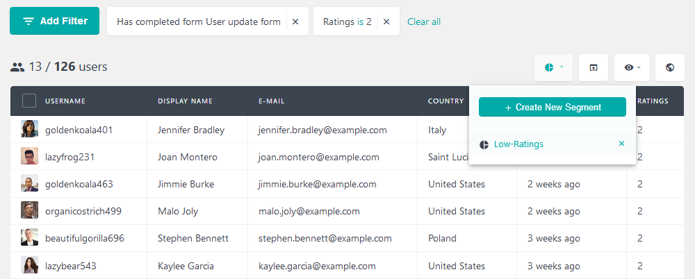 Use segments to quickly apply multiple filters for customer success