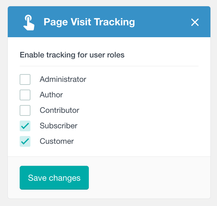 WordPress page visit tracking select user role