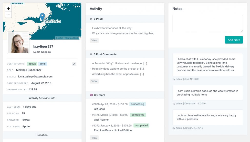 Wordpress User Notes Users Insights