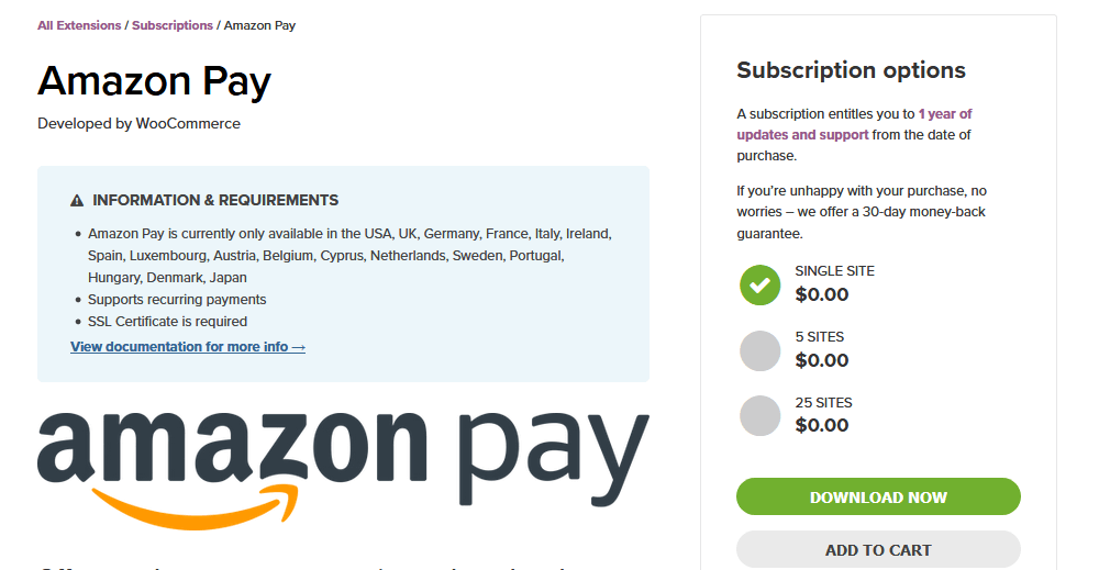 Amazon Pay WooCommerce payment gateway