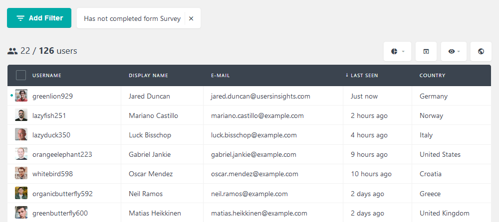 Filter users based on form submission