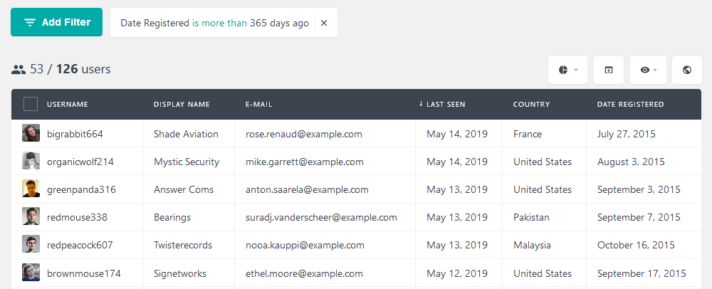 Filter business by date registered