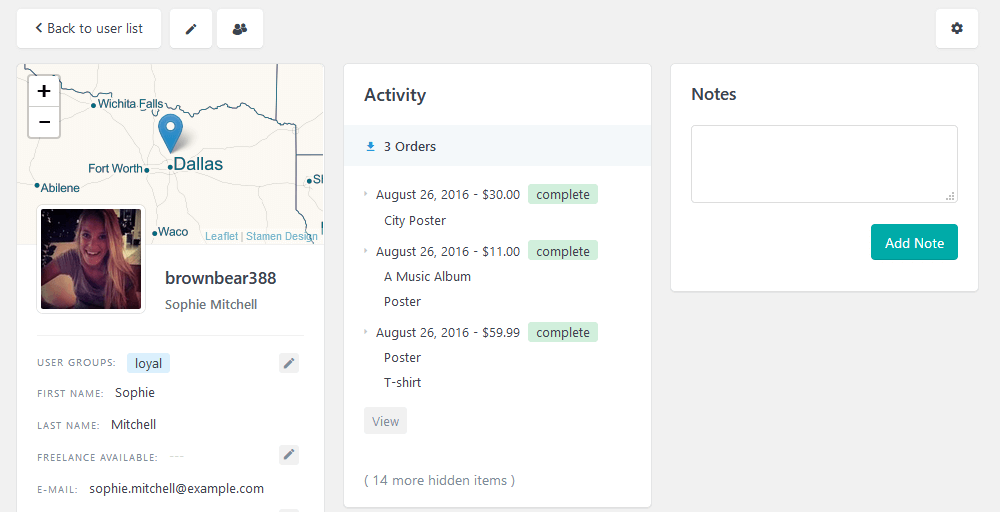 EDD user profile with files purchased