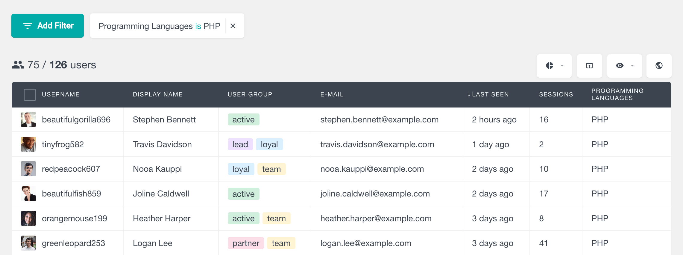 filter by programming language 