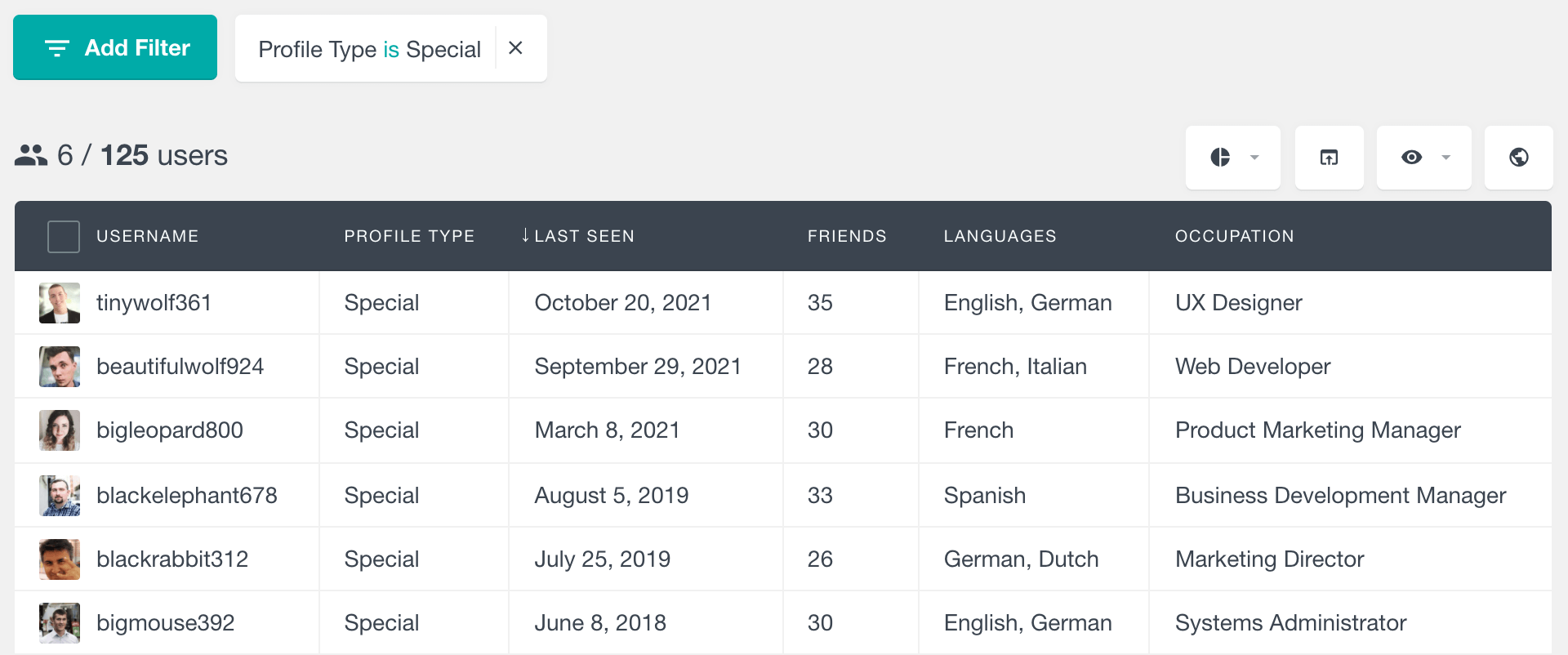 BuddyBoss profile type in user table