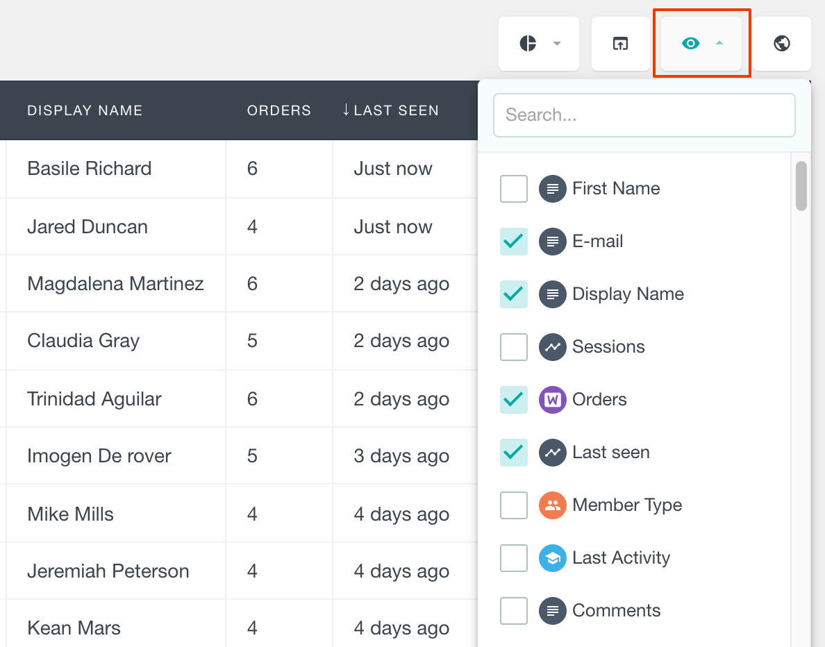 Toggle user columns