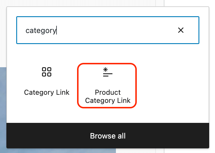 Add product category link to WordPress navigation block