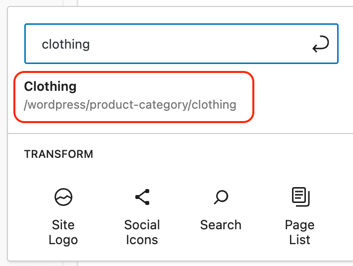 Add WooCommerce category to menu via site editor