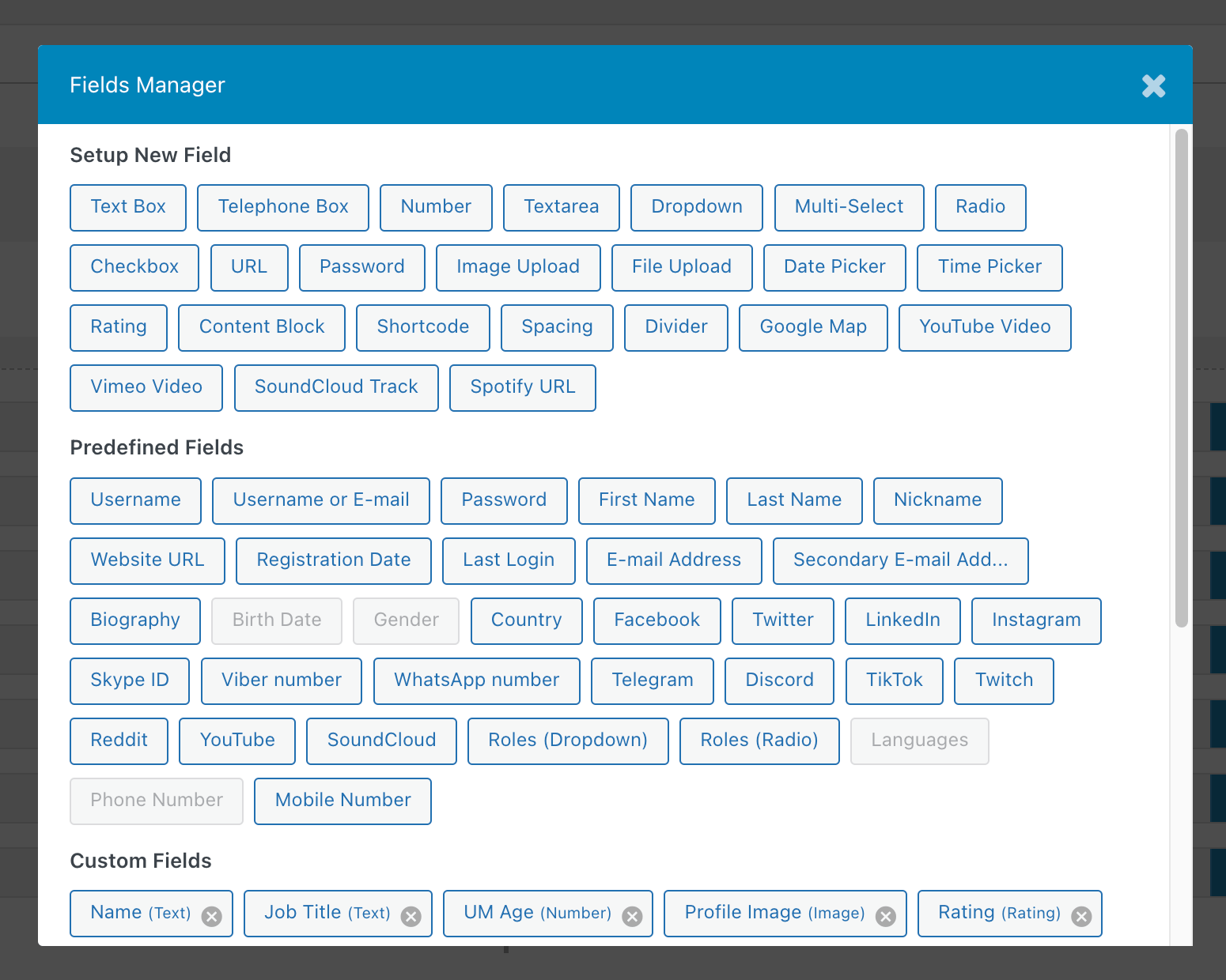 ultimate member custom fields