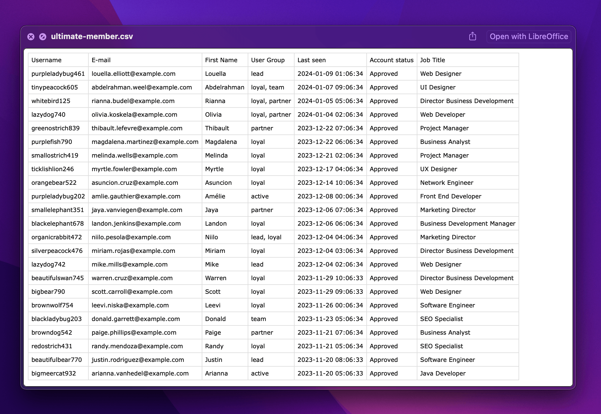 ultimate member export csv file