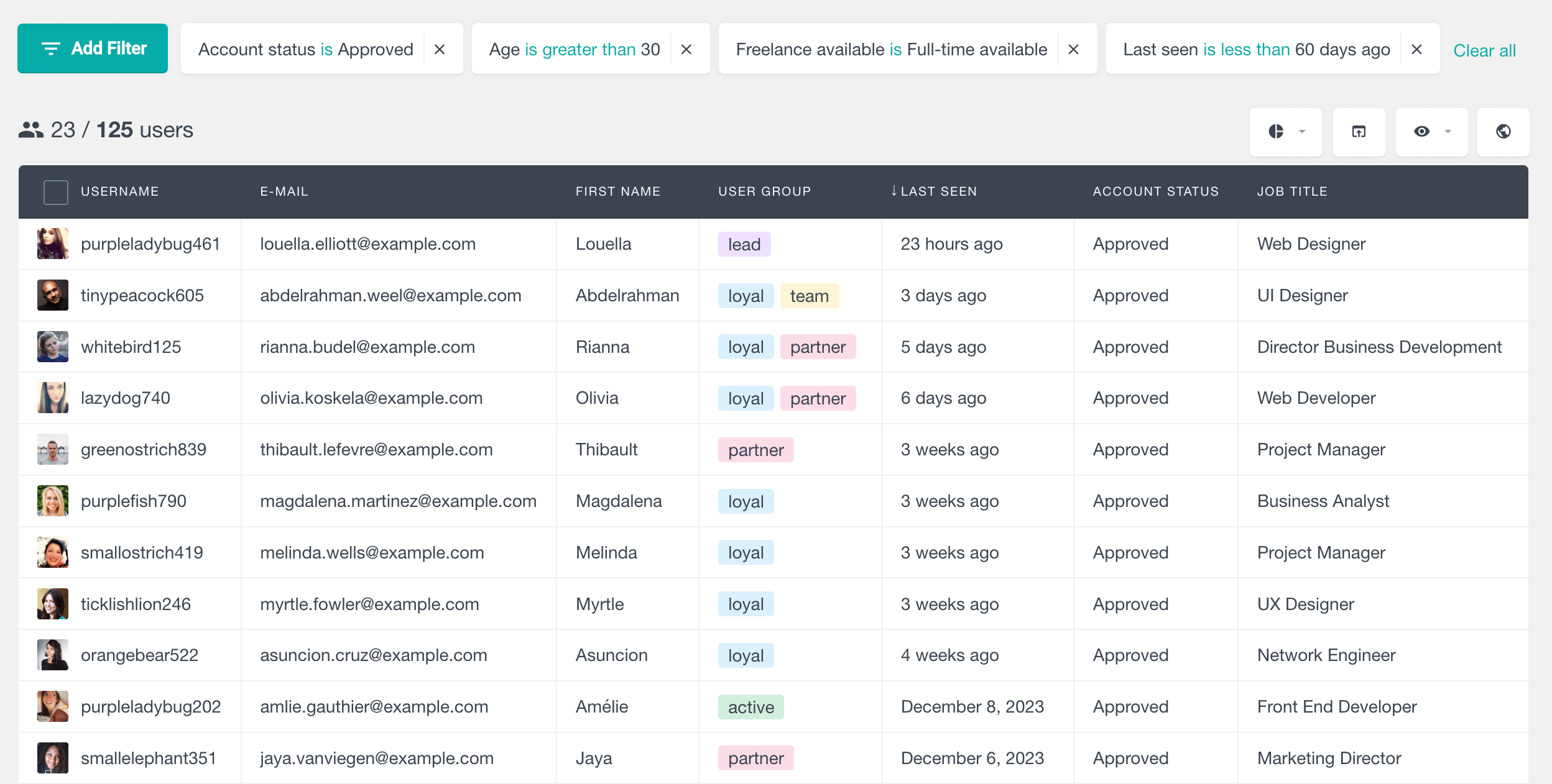 ultimate member export filters