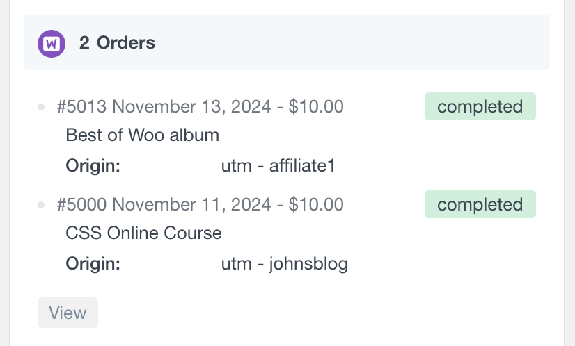 WooCommerce list order origin in customer profile