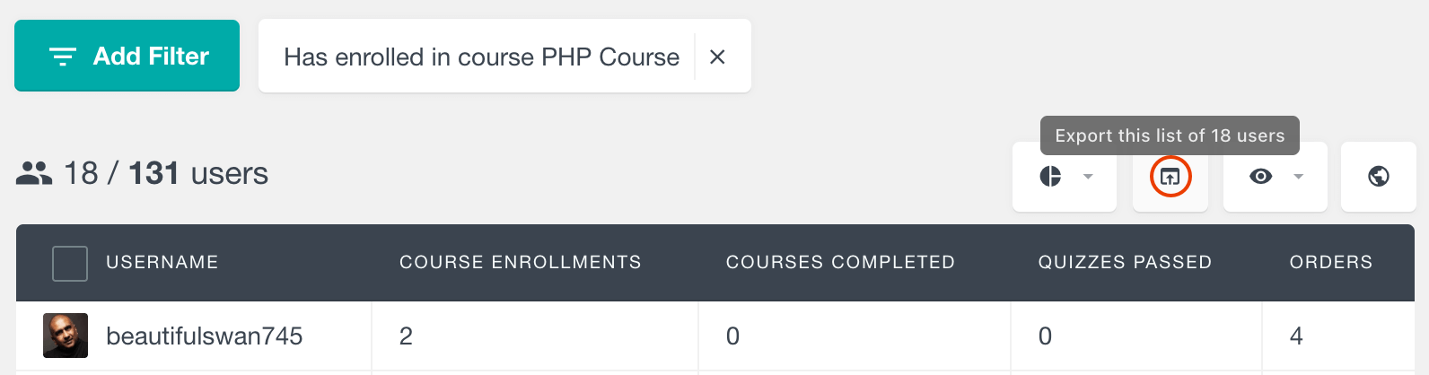 Tutor LMS export student data