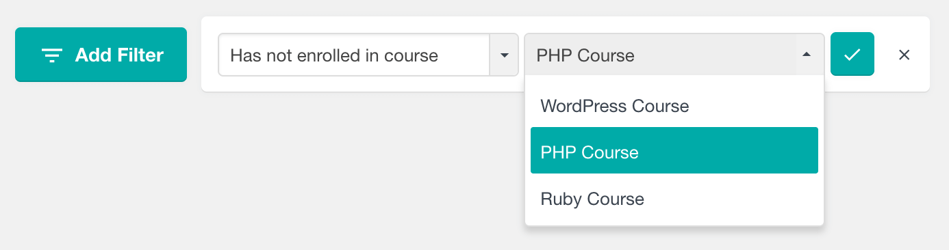 Tutor LMS has not enrolled in course filter