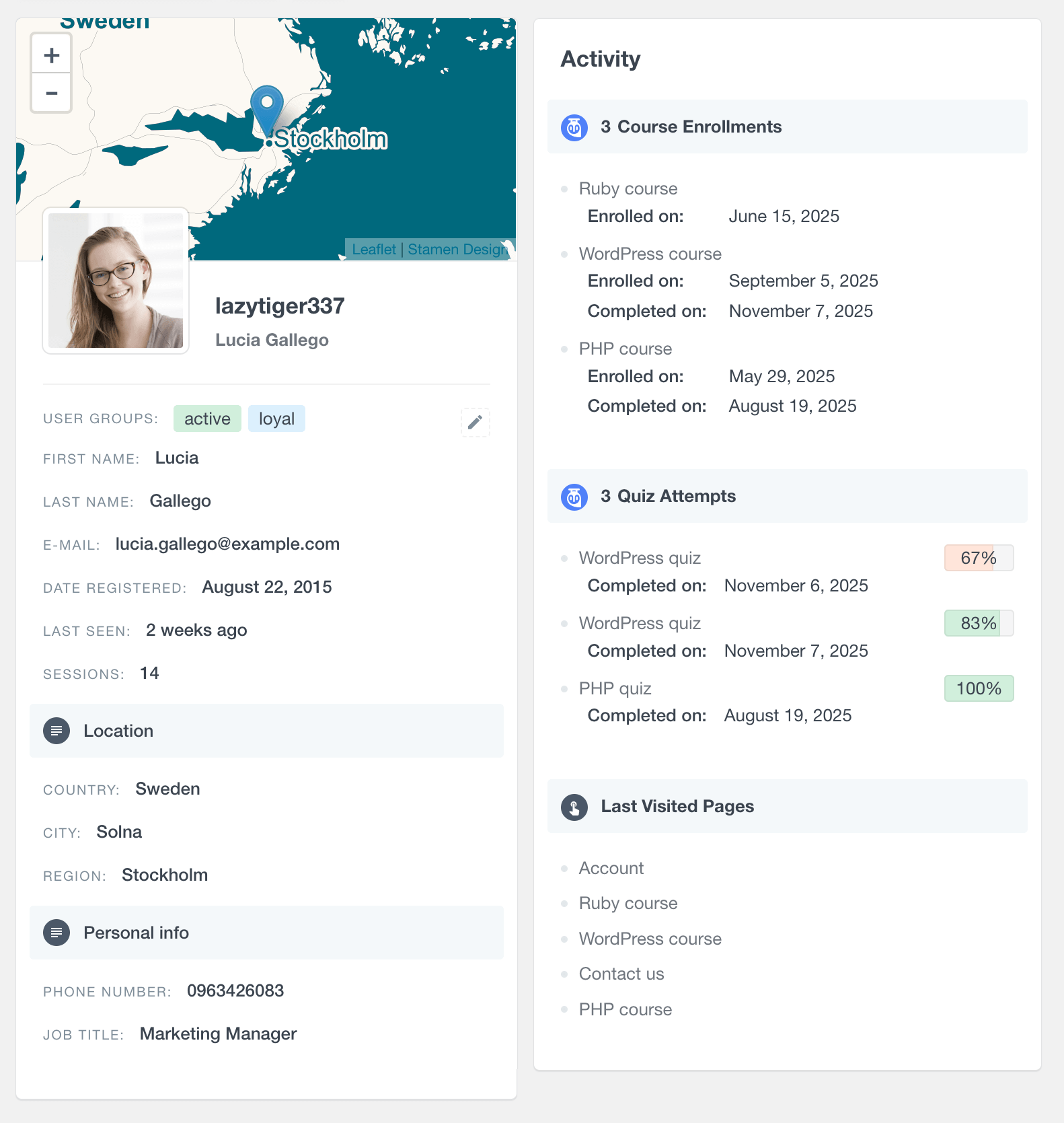 Tutor LMS User Profile